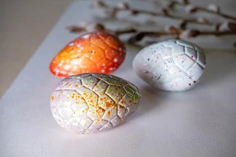 Easter eggs with chocolate with a surprise inside Stock Photos