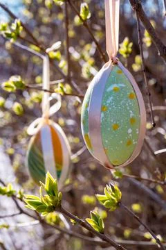 Easter eggs with chocolate with a surprise inside Stock Photos