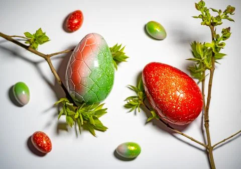 Easter eggs with chocolate with a surprise inside Stock Photos