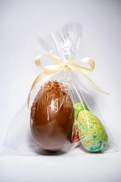 Easter eggs with chocolate with a surprise inside Stock Photos