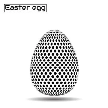 Easter eggs of circles. Black and white graphics. Vector illustration Stock Illustration