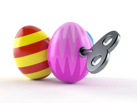 Easter eggs with clockwork key Stock Illustration