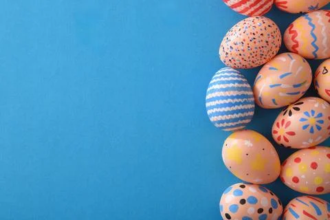 Easter Eggs Cluster with Copy Space Stock Photos