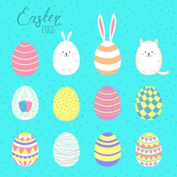 Easter eggs collection 스톡 일러스트
