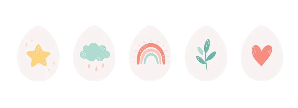 Easter eggs collection. Painted eggs. Happy Easter. Vector illustration 库存插图