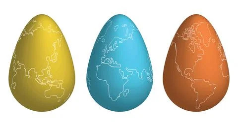 Easter Eggs Collection with World Map Stock Illustration