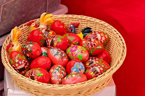 Easter eggs color vibrant, spring Orthodox holiday. Colorful decorated eggs.. Stock Photos
