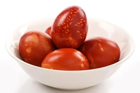 Easter eggs colored with old-fashioned method Stock Photos