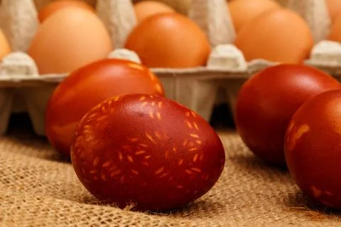 Easter eggs colored with old-fashioned method Stock Photos