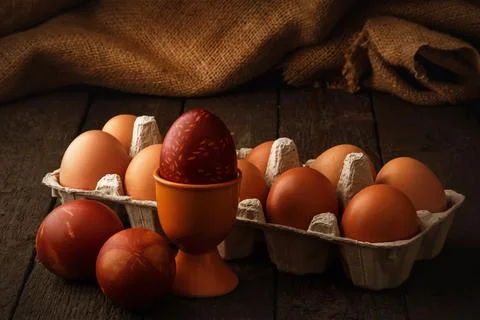Easter eggs colored with old-fashioned method Stock Photos