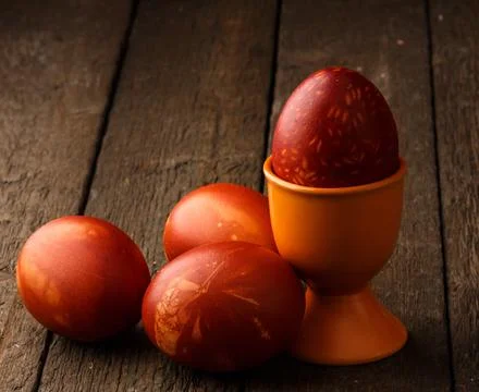Easter eggs colored with old-fashioned method Stock Photos