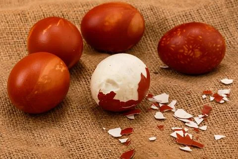 Easter eggs colored with old-fashioned method Stock Photos