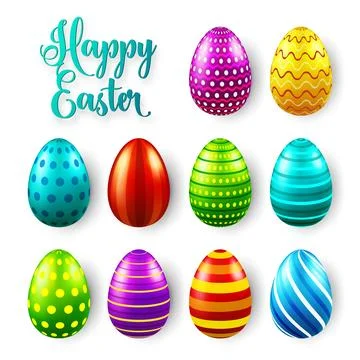 Easter eggs colored set. Spring holidays in April. Gift. Seasonal celebration Illustrazione stock
