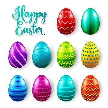 Easter eggs colored set. Spring holidays in April. Gift. Seasonal celebration 库存插图