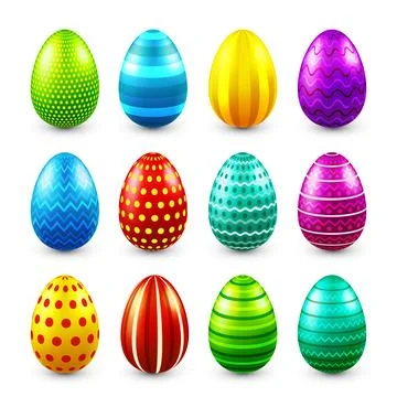 Easter eggs colored set. Spring holidays in April. Gift. Seasonal celebration 库存插图