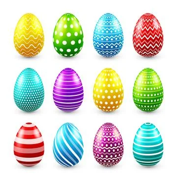 Easter eggs colored set. Spring Holidays in April. Seasonal celebration.Egg hunt 库存插图