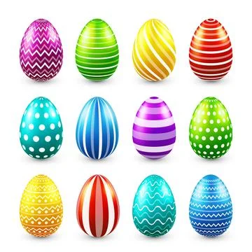 Easter eggs colored set. Spring Holidays in April. Seasonal celebration.Egg hunt Illustrazione stock