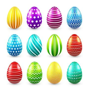 Easter eggs colored set. Spring Holidays in April. Seasonal celebration.Egg hunt 库存插图