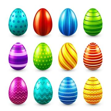 Easter eggs colored set. Spring holidays in April. Gift. Seasonal celebration 库存插图
