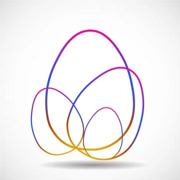 Easter eggs in colorful gradient. Flat design Stock Illustration