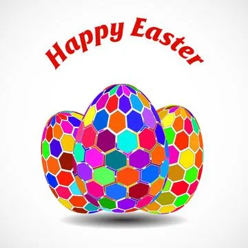 Easter eggs with colorful hexagons. Vector illustration Stock Illustration