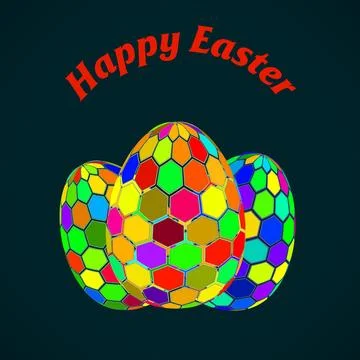 Easter eggs with colorful hexagons. Vector illustration Stock Illustration