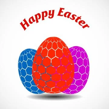Easter eggs with colorful hexagons. Vector illustration Stock Illustration