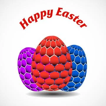 Easter eggs with colorful hexagons. Vector illustration Stock Illustration
