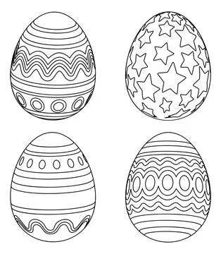 Easter Eggs Coloring Cartoon Outline Drawing Illustrazione stock