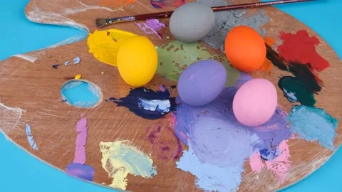 Easter eggs coloring Stock Footage 238835425