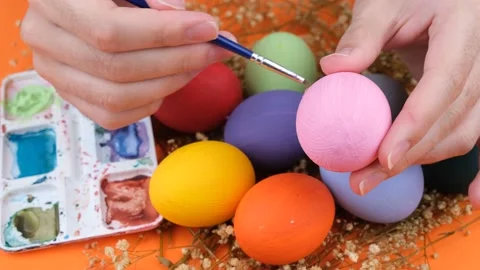 Easter eggs coloring Stock Footage 238840513