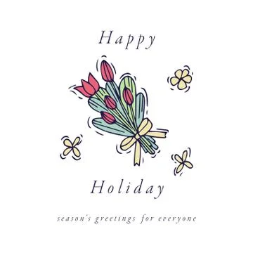 Easter eggs composition. Colorful linear bouquet of tulips icons on white Stock Illustration