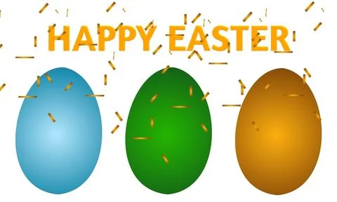 Easter eggs with confetti on a white background Stock Illustration
