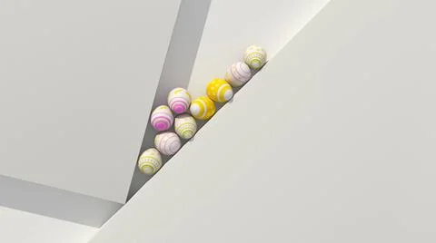 Easter eggs in corner from boxes. Creative geometric background. Stock Illustration