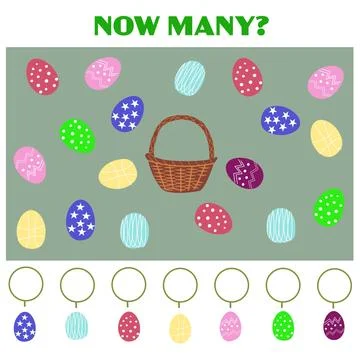 Easter eggs counting worksheet for kids Illustrazione stock