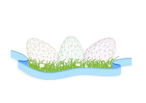 Easter eggs created from messy connected dots Stock Illustration