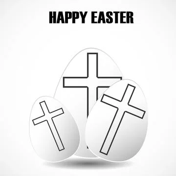 Easter eggs with cross inside on white background. Happy Easter. Vector illus Illustrazione stock