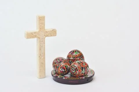 Easter eggs with crucifix Stock Photos