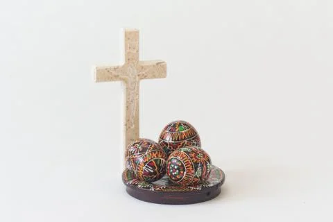 Easter eggs with crucifix Stock Photos