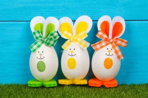 Easter eggs cute bunny. Funny decoration. Foto stock