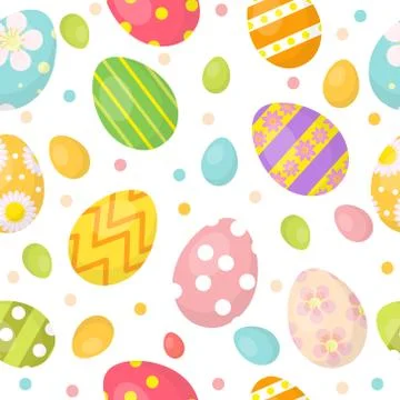 Easter eggs cute seamless pattern, endless backdrop. Colorful  background, .. 스톡 일러스트