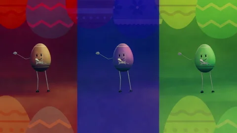 Easter eggs dancing animation Triptych Stock Footage 169187799