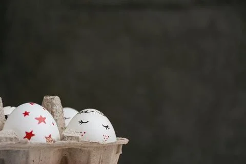 Easter eggs on dark background Stock Photos