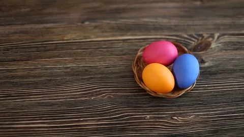 Easter eggs decorated, in the background Video stock 74401009