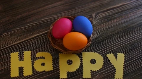 Easter eggs decorated, in the background Stock Footage 74401813