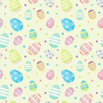 Easter eggs - decorated eggs vector seamless pattern in pastel colors Stock Illustration