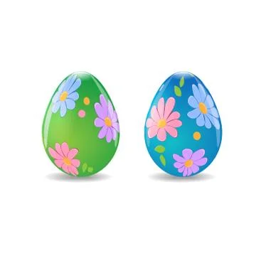 Easter eggs decorated with flowers Stock Illustration