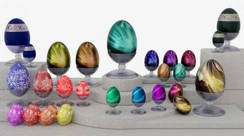 Easter, Eggs decorated for spring festivities - 3D Illustration Иллюстрация