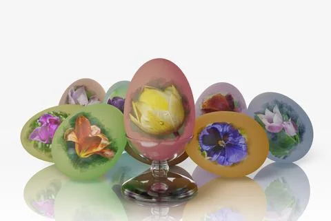 Easter, Eggs decorated for spring festivities - 3D Illustration Illustrazione stock