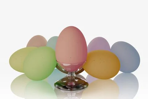 Easter, Eggs decorated for spring festivities - 3D Illustration 스톡 일러스트